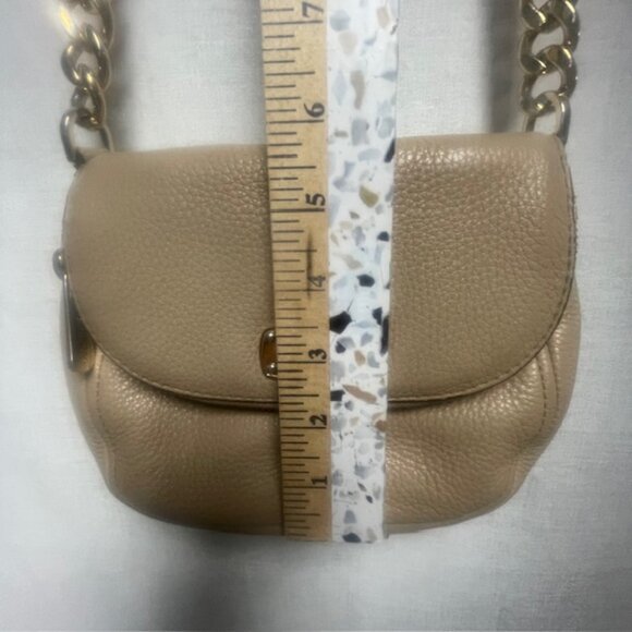 Michael Kors Bedford Tan Leather Flap Crossbody Bag - Adjustable Shoulder Strap - Picture 14 of 16